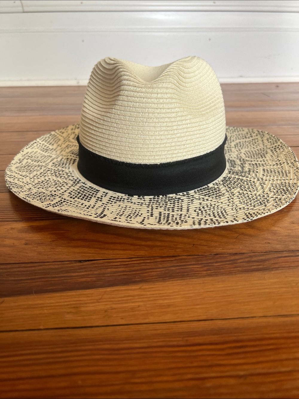 San Diego Hat Company Straw Fedora Wide Brim Snakeskin Print Paper Braid Sun Hat